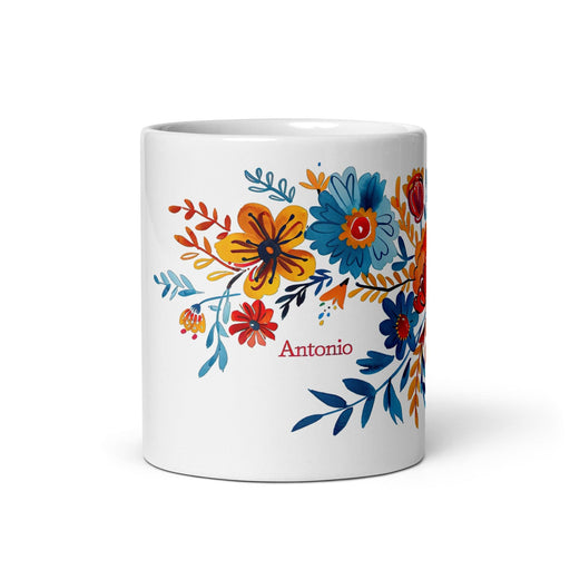 Antonio Exclusive Name Art Piece Home Office Work Coffee Mug Mexican Spanish Pride Gift Cup One-Of-A-Kind Calligraphy White Glossy Mug | A10 Mexicada