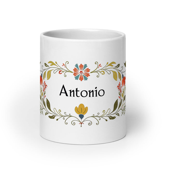 Antonio Exclusive Name Art Piece Home Office Work Coffee Mug Mexican Spanish Pride Gift Cup One - Of - A - Kind Calligraphy White Glossy Mug | A11 - Mexicada