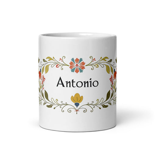 Antonio Exclusive Name Art Piece Home Office Work Coffee Mug Mexican Spanish Pride Gift Cup One - Of - A - Kind Calligraphy White Glossy Mug | A11 - Mexicada