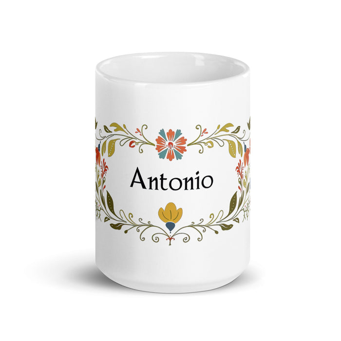 Antonio Exclusive Name Art Piece Home Office Work Coffee Mug Mexican Spanish Pride Gift Cup One - Of - A - Kind Calligraphy White Glossy Mug | A11 - Mexicada