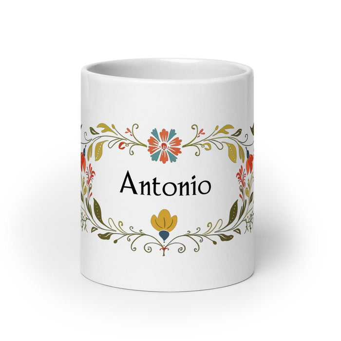 Antonio Exclusive Name Art Piece Home Office Work Coffee Mug Mexican Spanish Pride Gift Cup One-Of-A-Kind Calligraphy White Glossy Mug | A11 Mexicada