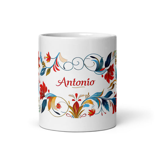 Antonio Exclusive Name Art Piece Home Office Work Coffee Mug Mexican Spanish Pride Gift Cup One - Of - A - Kind Calligraphy White Glossy Mug | A12 - Mexicada