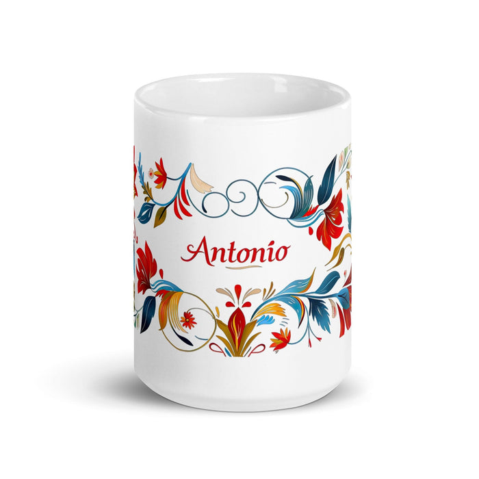 Antonio Exclusive Name Art Piece Home Office Work Coffee Mug Mexican Spanish Pride Gift Cup One-Of-A-Kind Calligraphy White Glossy Mug | A12 Mexicada