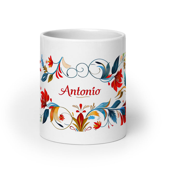 Antonio Exclusive Name Art Piece Home Office Work Coffee Mug Mexican Spanish Pride Gift Cup One-Of-A-Kind Calligraphy White Glossy Mug | A12 Mexicada