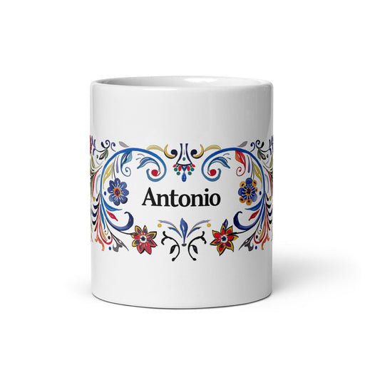 Antonio Exclusive Name Art Piece Home Office Work Coffee Mug Mexican Spanish Pride Gift Cup One - Of - A - Kind Calligraphy White Glossy Mug | A13 - Mexicada