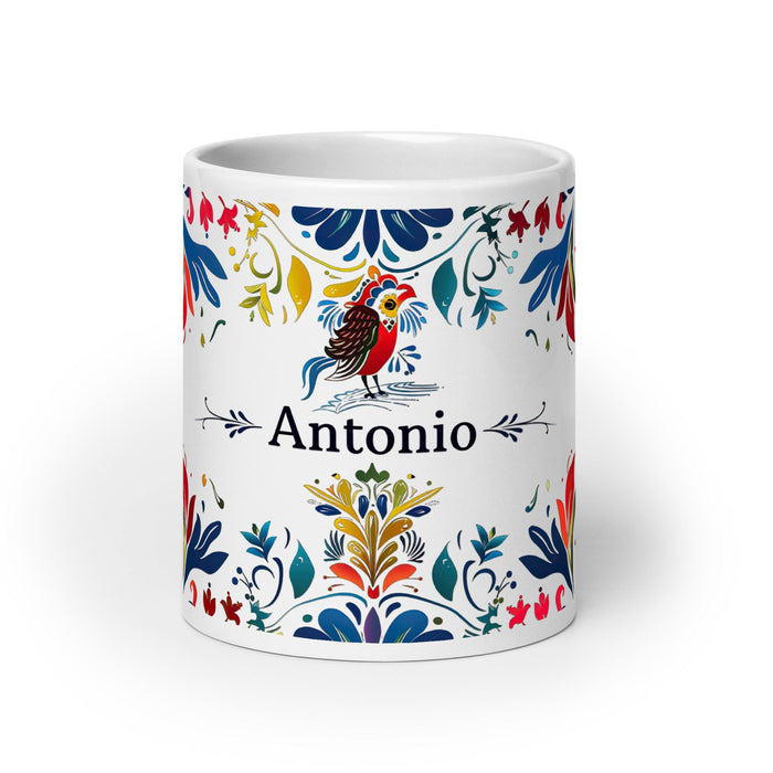 Antonio Exclusive Name Art Piece Home Office Work Coffee Mug Mexican Spanish Pride Gift Cup One - Of - A - Kind Calligraphy White Glossy Mug | A14 - Mexicada