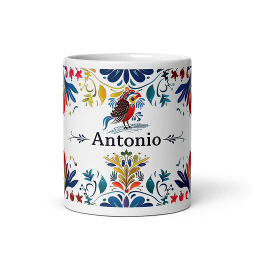 Antonio Exclusive Name Art Piece Home Office Work Coffee Mug Mexican Spanish Pride Gift Cup One - Of - A - Kind Calligraphy White Glossy Mug | A14 - Mexicada