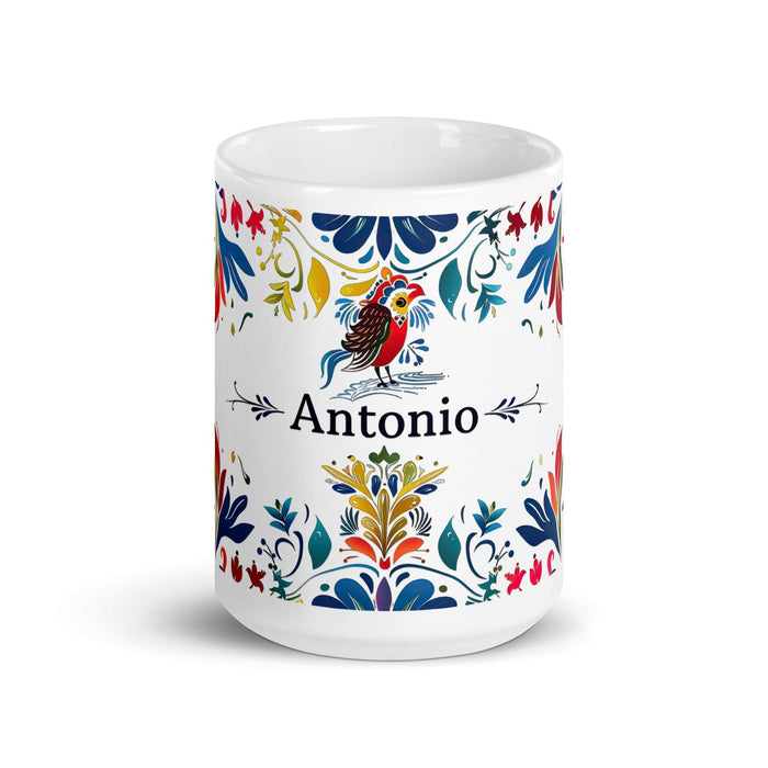 Antonio Exclusive Name Art Piece Home Office Work Coffee Mug Mexican Spanish Pride Gift Cup One-Of-A-Kind Calligraphy White Glossy Mug | A14 Mexicada