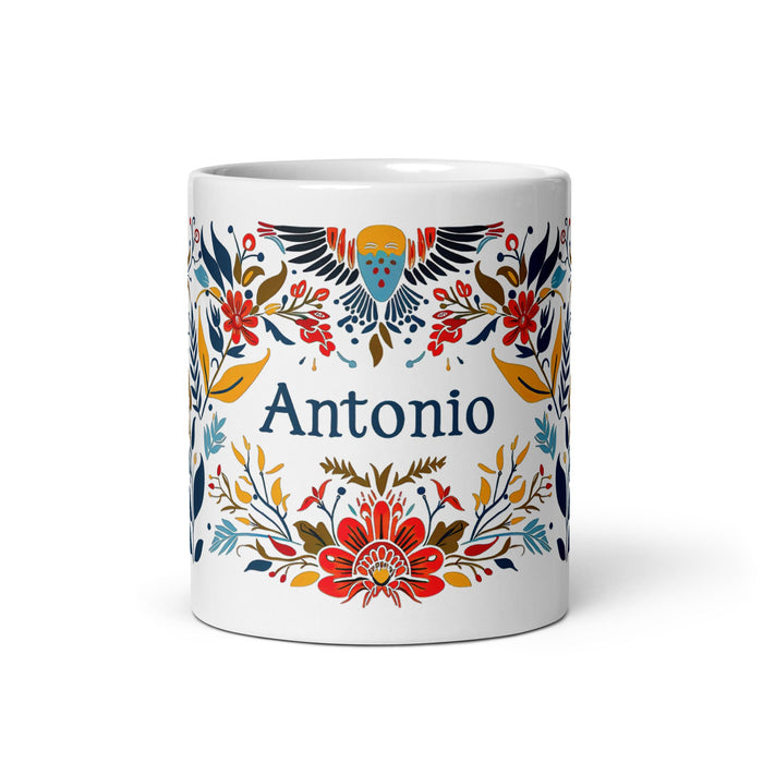 Antonio Exclusive Name Art Piece Home Office Work Coffee Mug Mexican Spanish Pride Gift Cup One - Of - A - Kind Calligraphy White Glossy Mug | A15 - Mexicada