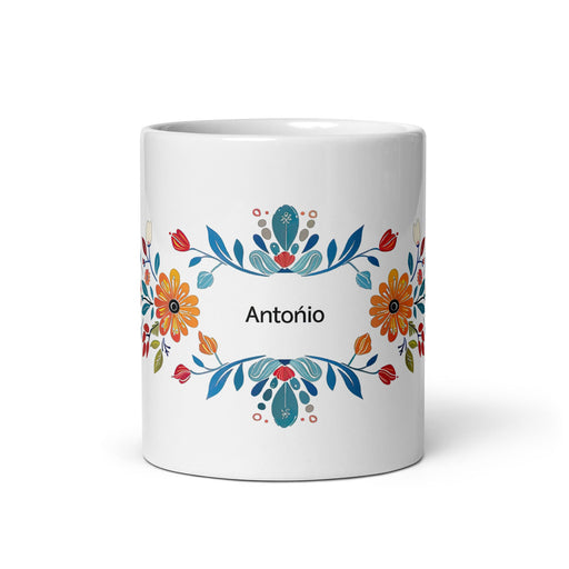 Antonio Exclusive Name Art Piece Home Office Work Coffee Mug Mexican Spanish Pride Gift Cup One - Of - A - Kind Calligraphy White Glossy Mug | A16 - Mexicada