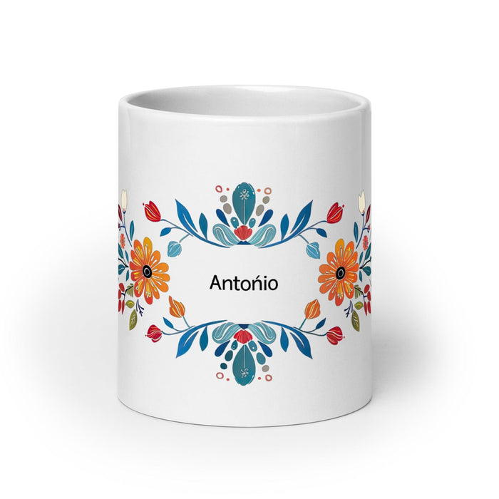 Antonio Exclusive Name Art Piece Home Office Work Coffee Mug Mexican Spanish Pride Gift Cup One-Of-A-Kind Calligraphy White Glossy Mug | A16 Mexicada