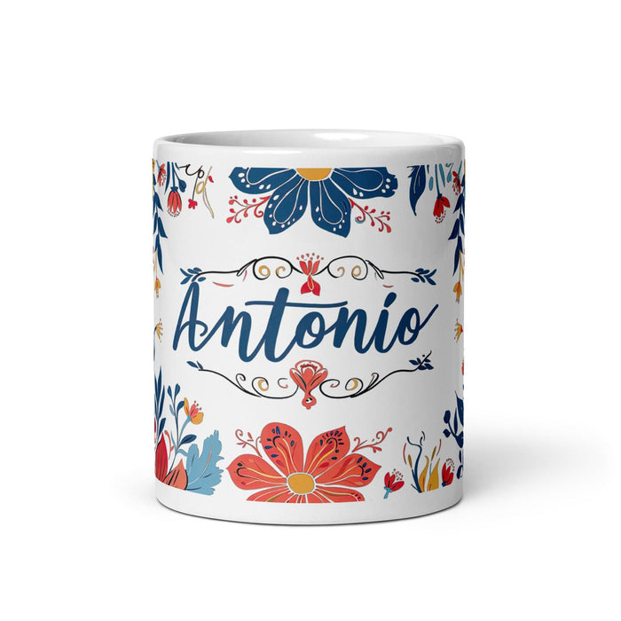 Antonio Exclusive Name Art Piece Home Office Work Coffee Mug Mexican Spanish Pride Gift Cup One - Of - A - Kind Calligraphy White Glossy Mug | A17 - Mexicada