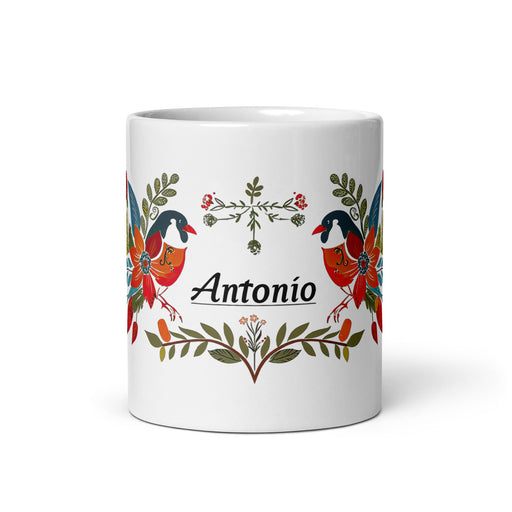 Antonio Exclusive Name Art Piece Home Office Work Coffee Mug Mexican Spanish Pride Gift Cup One - Of - A - Kind Calligraphy White Glossy Mug | A19 - Mexicada