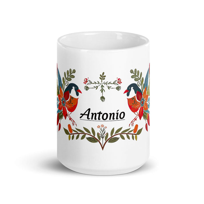 Antonio Exclusive Name Art Piece Home Office Work Coffee Mug Mexican Spanish Pride Gift Cup One - Of - A - Kind Calligraphy White Glossy Mug | A19 - Mexicada