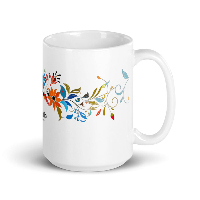 Antonio Exclusive Name Art Piece Home Office Work Coffee Mug Mexican Spanish Pride Gift Cup One - Of - A - Kind Calligraphy White Glossy Mug | A2 - Mexicada