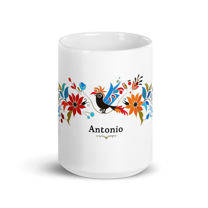 Antonio Exclusive Name Art Piece Home Office Work Coffee Mug Mexican Spanish Pride Gift Cup One - Of - A - Kind Calligraphy White Glossy Mug | A2 - Mexicada