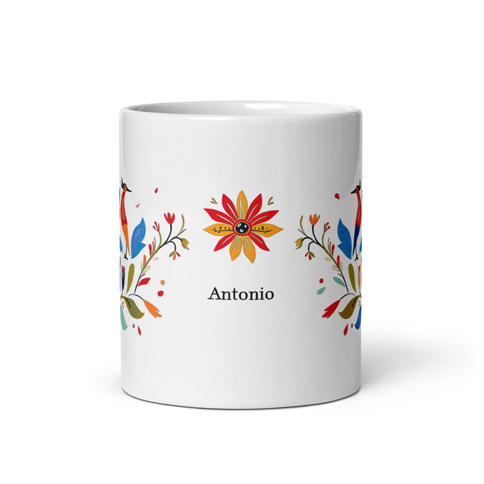 Antonio Exclusive Name Art Piece Home Office Work Coffee Mug Mexican Spanish Pride Gift Cup One - Of - A - Kind Calligraphy White Glossy Mug | A20 - Mexicada