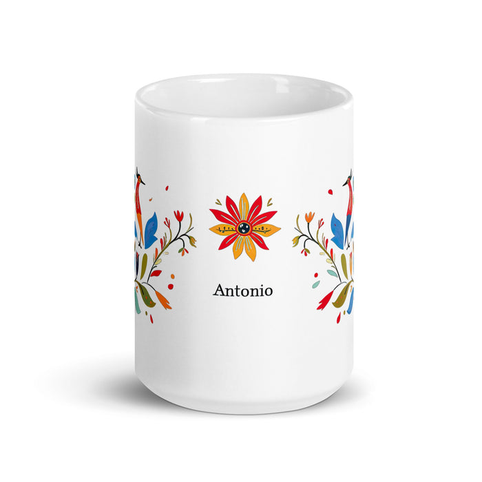 Antonio Exclusive Name Art Piece Home Office Work Coffee Mug Mexican Spanish Pride Gift Cup One - Of - A - Kind Calligraphy White Glossy Mug | A20 - Mexicada