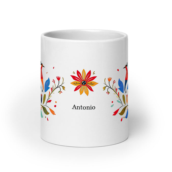 Antonio Exclusive Name Art Piece Home Office Work Coffee Mug Mexican Spanish Pride Gift Cup One - Of - A - Kind Calligraphy White Glossy Mug | A20 - Mexicada