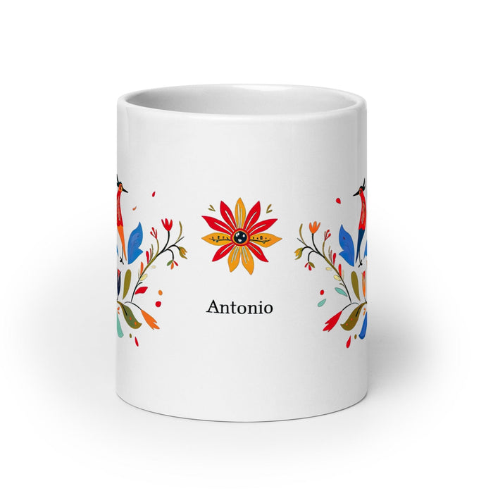 Antonio Exclusive Name Art Piece Home Office Work Coffee Mug Mexican Spanish Pride Gift Cup One-Of-A-Kind Calligraphy White Glossy Mug | A20 Mexicada