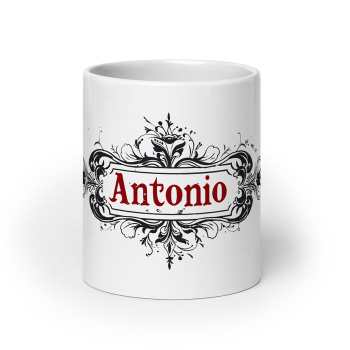 Antonio Exclusive Name Art Piece Home Office Work Coffee Mug Mexican Spanish Pride Gift Cup One - Of - A - Kind Calligraphy White Glossy Mug | A21 - Mexicada