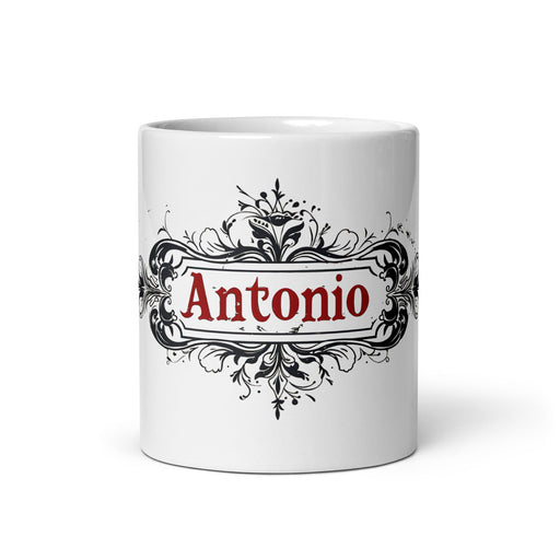 Antonio Exclusive Name Art Piece Home Office Work Coffee Mug Mexican Spanish Pride Gift Cup One - Of - A - Kind Calligraphy White Glossy Mug | A21 - Mexicada