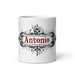 Antonio Exclusive Name Art Piece Home Office Work Coffee Mug Mexican Spanish Pride Gift Cup One - Of - A - Kind Calligraphy White Glossy Mug | A21 - Mexicada