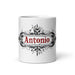 Antonio Exclusive Name Art Piece Home Office Work Coffee Mug Mexican Spanish Pride Gift Cup One-Of-A-Kind Calligraphy White Glossy Mug | A21 Mexicada