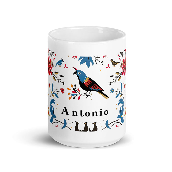 Antonio Exclusive Name Art Piece Home Office Work Coffee Mug Mexican Spanish Pride Gift Cup One - Of - A - Kind Calligraphy White Glossy Mug | A22 - Mexicada