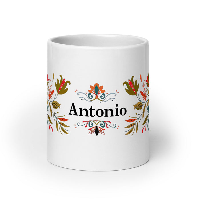 Antonio Exclusive Name Art Piece Home Office Work Coffee Mug Mexican Spanish Pride Gift Cup One - Of - A - Kind Calligraphy White Glossy Mug | A24 - Mexicada