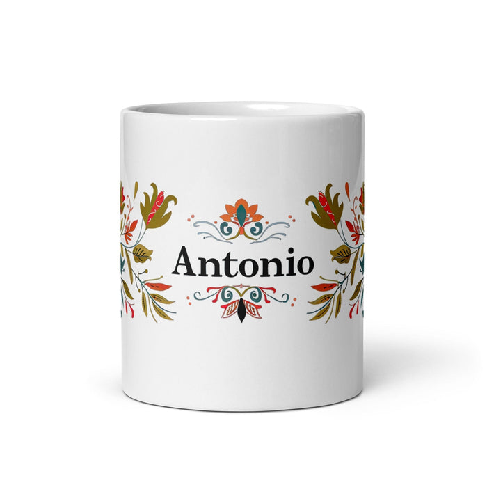 Antonio Exclusive Name Art Piece Home Office Work Coffee Mug Mexican Spanish Pride Gift Cup One-Of-A-Kind Calligraphy White Glossy Mug | A24 Mexicada