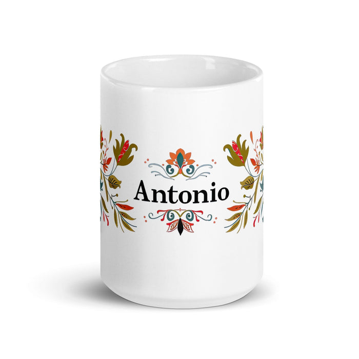 Antonio Exclusive Name Art Piece Home Office Work Coffee Mug Mexican Spanish Pride Gift Cup One-Of-A-Kind Calligraphy White Glossy Mug | A24 Mexicada