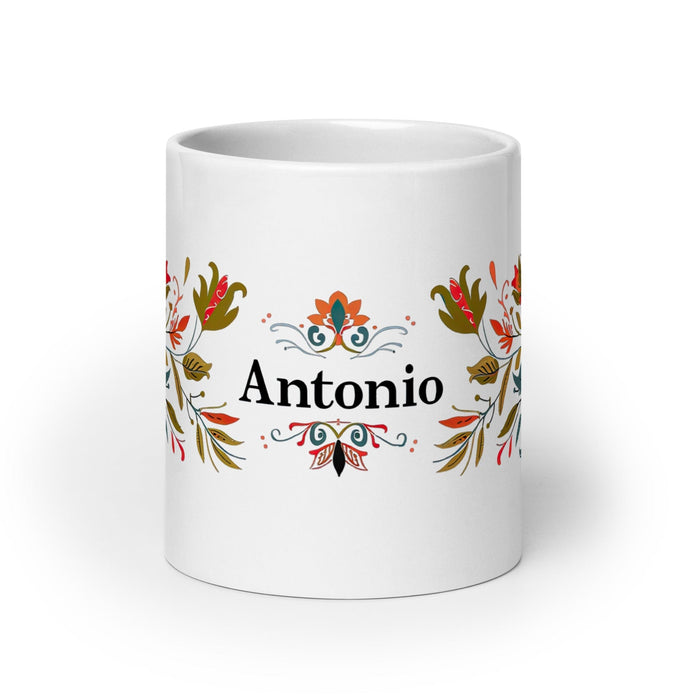 Antonio Exclusive Name Art Piece Home Office Work Coffee Mug Mexican Spanish Pride Gift Cup One-Of-A-Kind Calligraphy White Glossy Mug | A24 Mexicada