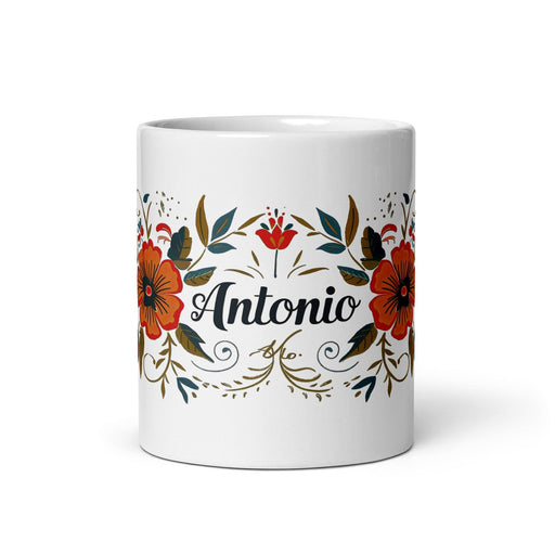 Antonio Exclusive Name Art Piece Home Office Work Coffee Mug Mexican Spanish Pride Gift Cup One-Of-A-Kind Calligraphy White Glossy Mug | A25 Mexicada