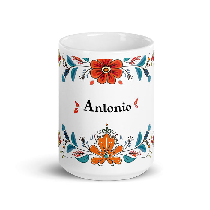 Antonio Exclusive Name Art Piece Home Office Work Coffee Mug Mexican Spanish Pride Gift Cup One - Of - A - Kind Calligraphy White Glossy Mug | A3 - Mexicada