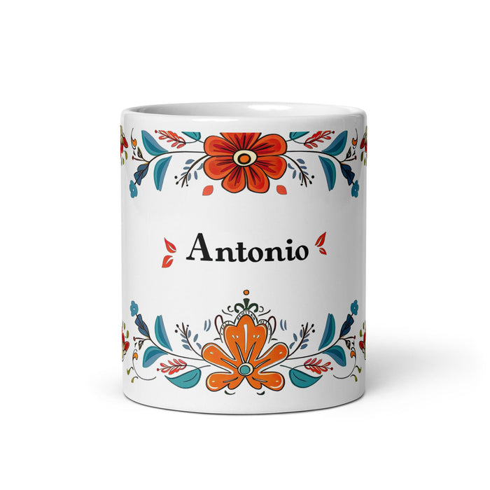 Antonio Exclusive Name Art Piece Home Office Work Coffee Mug Mexican Spanish Pride Gift Cup One - Of - A - Kind Calligraphy White Glossy Mug | A3 - Mexicada