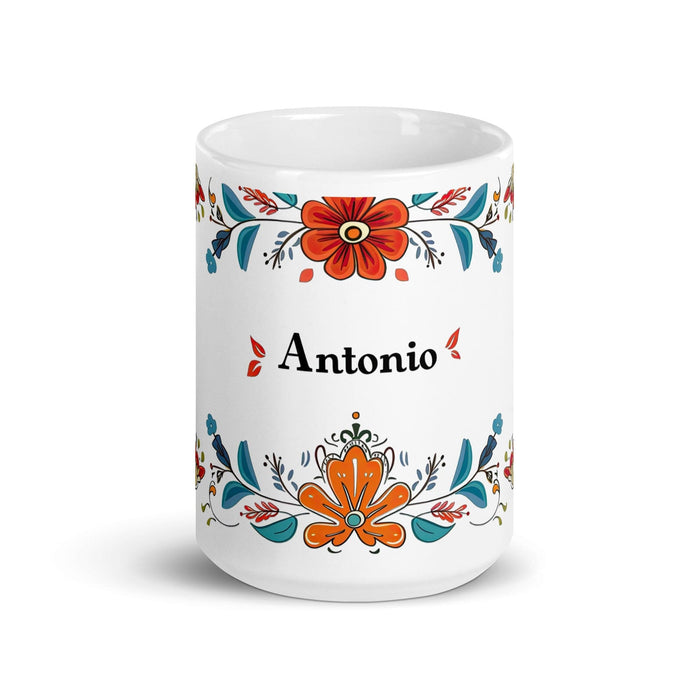 Antonio Exclusive Name Art Piece Home Office Work Coffee Mug Mexican Spanish Pride Gift Cup One-Of-A-Kind Calligraphy White Glossy Mug | A3 Mexicada