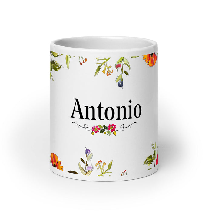 Antonio Exclusive Name Art Piece Home Office Work Coffee Mug Mexican Spanish Pride Gift Cup One - Of - A - Kind Calligraphy White Glossy Mug | A4 - Mexicada