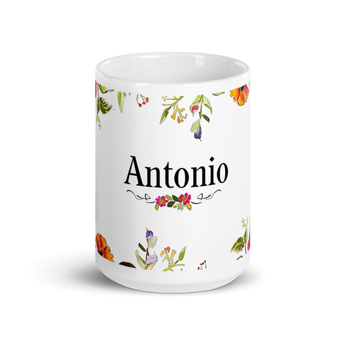 Antonio Exclusive Name Art Piece Home Office Work Coffee Mug Mexican Spanish Pride Gift Cup One - Of - A - Kind Calligraphy White Glossy Mug | A4 - Mexicada