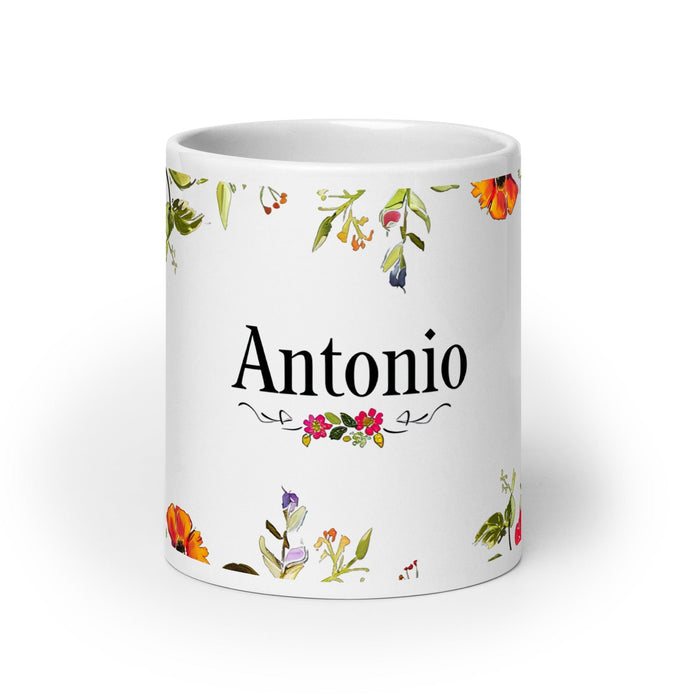 Antonio Exclusive Name Art Piece Home Office Work Coffee Mug Mexican Spanish Pride Gift Cup One-Of-A-Kind Calligraphy White Glossy Mug | A4 Mexicada