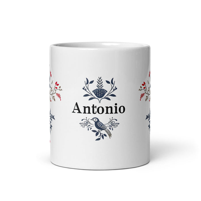 Antonio Exclusive Name Art Piece Home Office Work Coffee Mug Mexican Spanish Pride Gift Cup One - Of - A - Kind Calligraphy White Glossy Mug | A5 - Mexicada