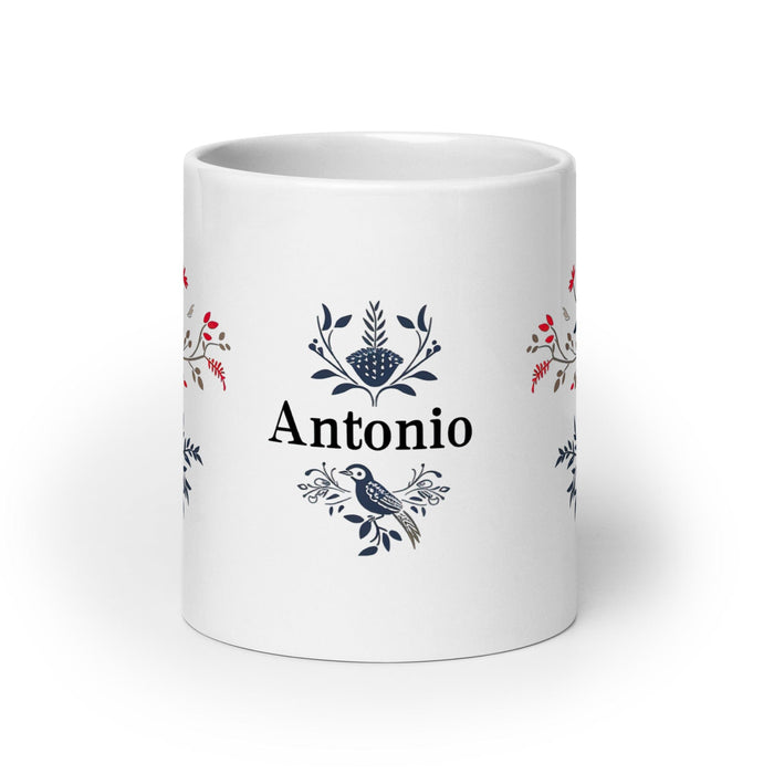 Antonio Exclusive Name Art Piece Home Office Work Coffee Mug Mexican Spanish Pride Gift Cup One-Of-A-Kind Calligraphy White Glossy Mug | A5 Mexicada