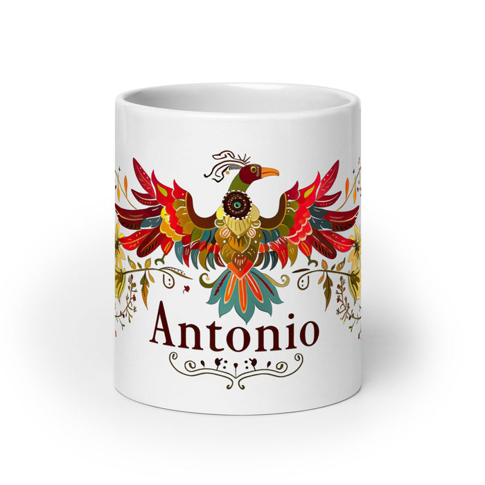 Antonio Exclusive Name Art Piece Home Office Work Coffee Mug Mexican Spanish Pride Gift Cup One - Of - A - Kind Calligraphy White Glossy Mug | A7 - Mexicada