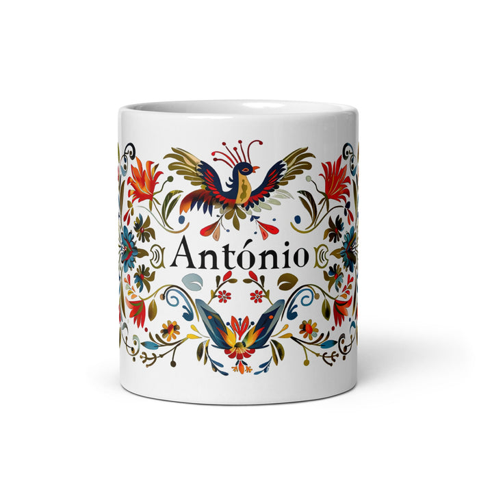 Antonio Exclusive Name Art Piece Home Office Work Coffee Mug Mexican Spanish Pride Gift Cup One - Of - A - Kind Calligraphy White Glossy Mug | A8 - Mexicada