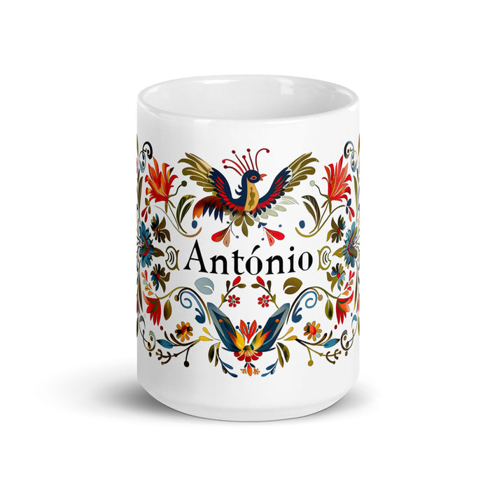 Antonio Exclusive Name Art Piece Home Office Work Coffee Mug Mexican Spanish Pride Gift Cup One - Of - A - Kind Calligraphy White Glossy Mug | A8 - Mexicada