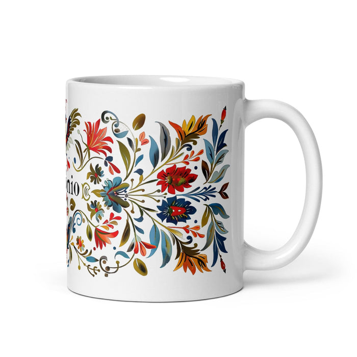 Antonio Exclusive Name Art Piece Home Office Work Coffee Mug Mexican Spanish Pride Gift Cup One-Of-A-Kind Calligraphy White Glossy Mug | A8 Mexicada 11 oz