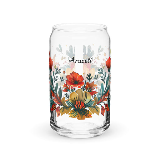 Araceli Exclusive Name Art Piece Can - Shaped Glass Home Office Work Mexican Spanish Pride Gift Cup One - Of - A - Kind Calligraphy Glass | A18 - Mexicada