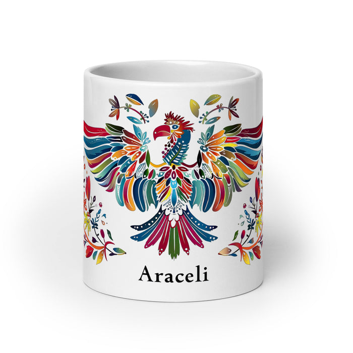 Araceli Exclusive Name Art Piece Home Office Work Coffee Mug Mexican Spanish Pride Gift Cup One - Of - A - Kind Calligraphy White Glossy Mug | A10 - Mexicada