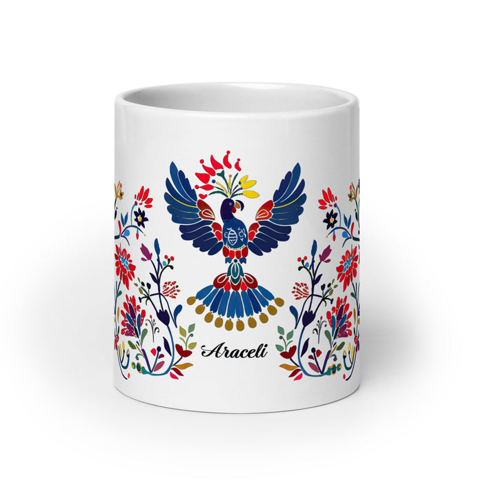 Araceli Exclusive Name Art Piece Home Office Work Coffee Mug Mexican Spanish Pride Gift Cup One - Of - A - Kind Calligraphy White Glossy Mug | A11 - Mexicada