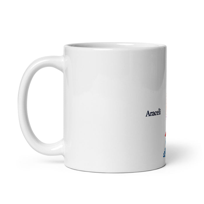 Araceli Exclusive Name Art Piece Home Office Work Coffee Mug Mexican Spanish Pride Gift Cup One - Of - A - Kind Calligraphy White Glossy Mug | A12 - Mexicada